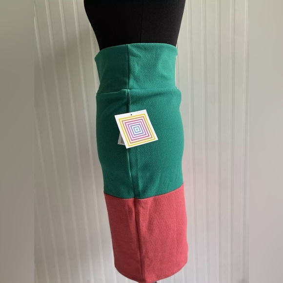 LuLaRoe Cassie Pencil Skirt Colorblock Green Pink Womens Size Small Stretch LLR - Picture 8 of 11